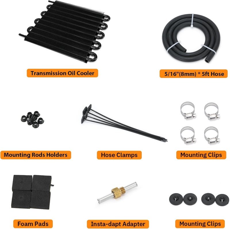 SJDYYMX Universal 5/16" Transmission Oil Cooler Kit Aluminium alloy 10 Pass Tube & Fin Black - Image 5